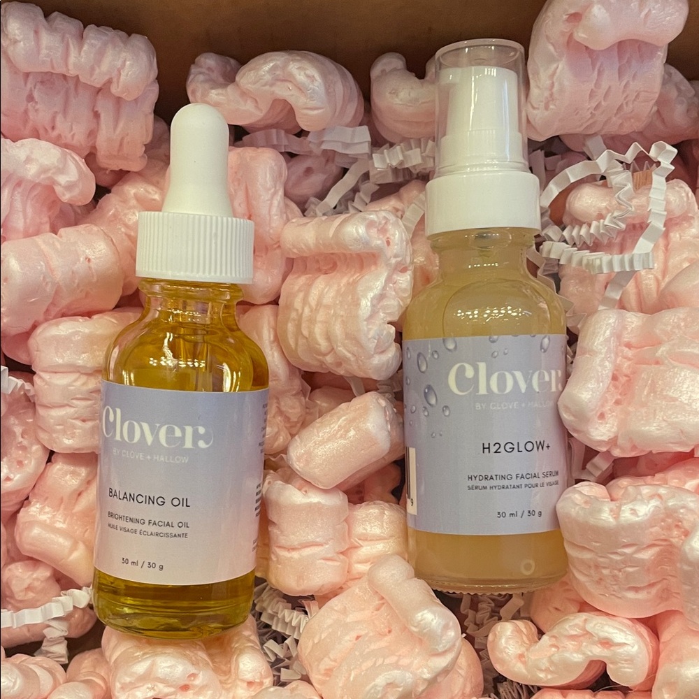 Balancing Oil and H2Glow+ Serum Set - Yellow and Cream